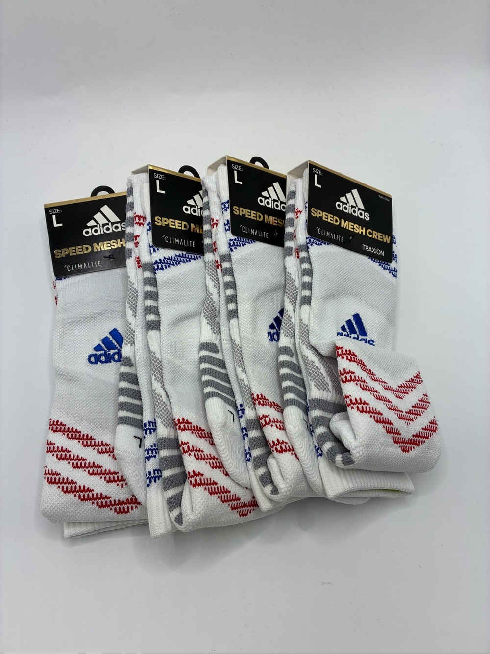 Adidas 4pack Speed Mesh Athletic Crew Socks Climalite Fabric Size L shoe 9.5-12